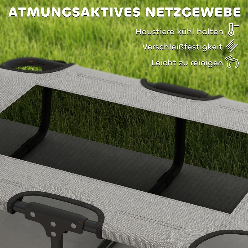 PawHut Erhöhtes Hundebett klappbar Haustierbett, Outdoor Hundeliege mit Netzdesign Hellgrau Oxford 75 x 51 x 18 cm