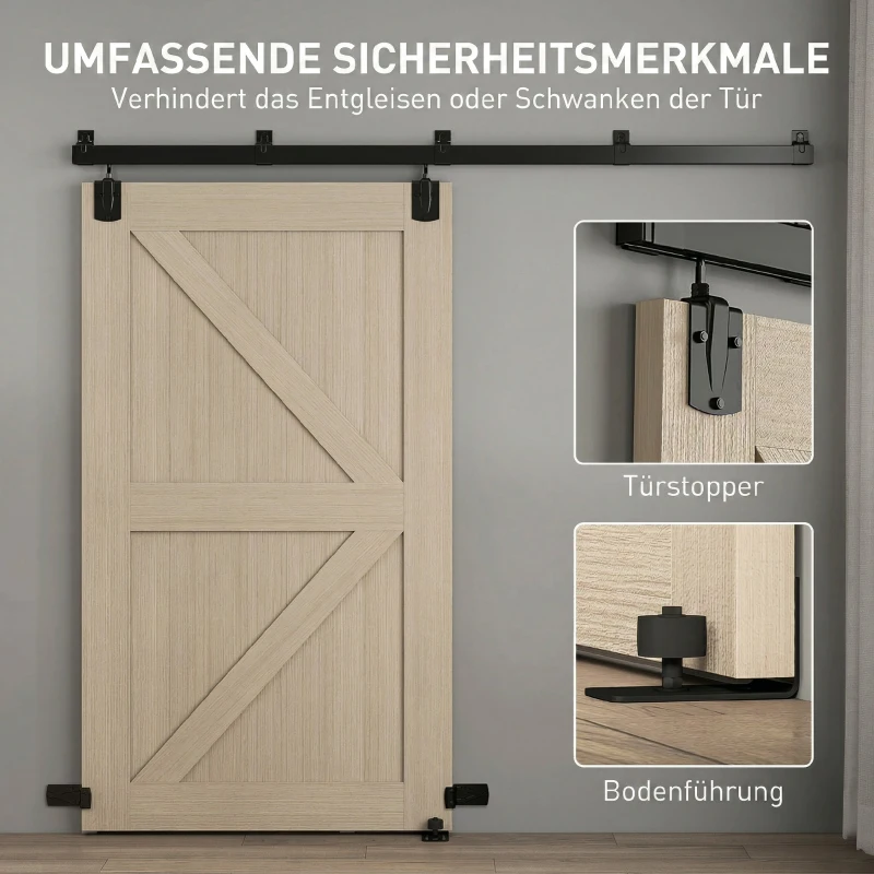 HOMCOM Schwerlast Schiebetür-Hardware-Set 244 cm Schwarz für Einzeltüren