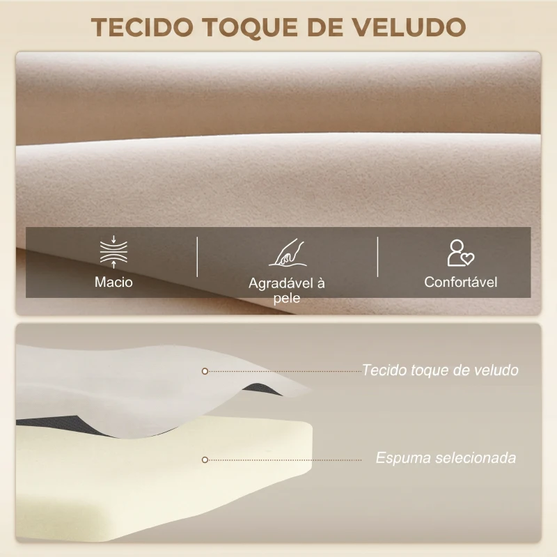 HOMCOM Sofá Cama Convertível 2 Lugares Dobrável com Encosto Ajustável em 5 Níveis e 2 Almofadas 102x73x81 cm Bege Claro