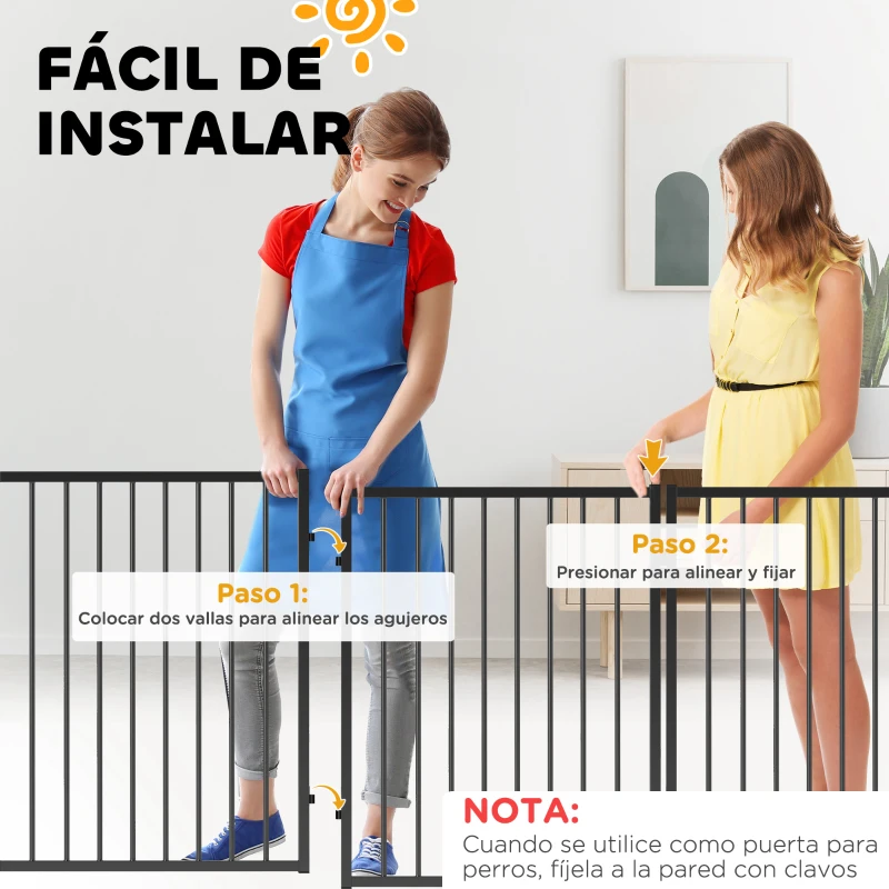 PawHut Parque para Perros de 8 Paneles 60x76 cm Corralito para Perros Pequeños y Medianos para Interior y Exterior Negro