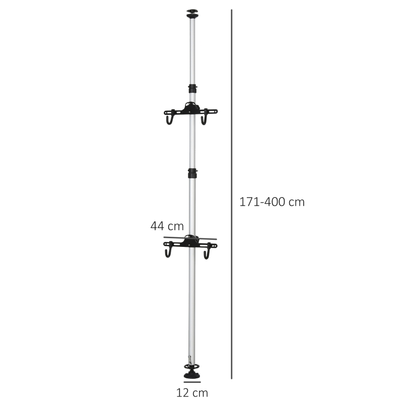 HOMCOM Fahrradhalter Fahrradständer für 2 Fahrräder Fahrradhalterung Aluminiumlegierung Silber Ø12 x 171-400 cm
