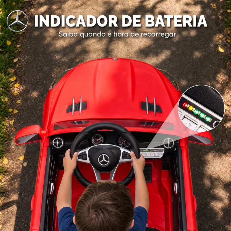 AIYAPLAY Carro Elétrico Infantil Mercedes-Benz SL500 12V Vermelho com Comando à Distância, 2 Motores e Suspensão