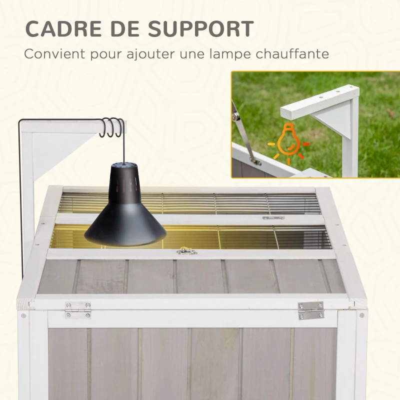 PawHut Maison enclos cage pour petit animal tortue avec 2 espaces dim. 91,5L x 61l x 33H cm - bois de sapin
