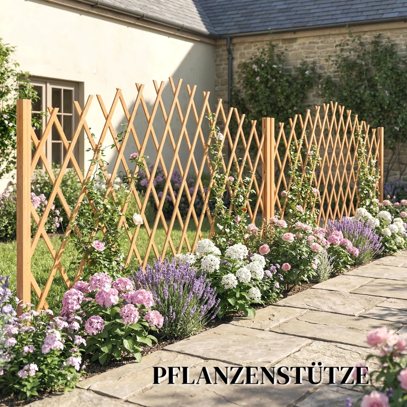 Outsunny Absperrgitter 2er-Set Scherengitter ausziehbar freistehender Scherensperre mit Standfüßen 180 x 30 x 103 cm Braun