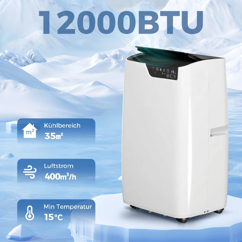 HOMCOM Tragbare Klimaanlage 12000 BTU, Klimagerät mit Kühl-, Entfeuchtungs-, Ventilator- , Schlafmodus, WiFi Sprachsteuerung