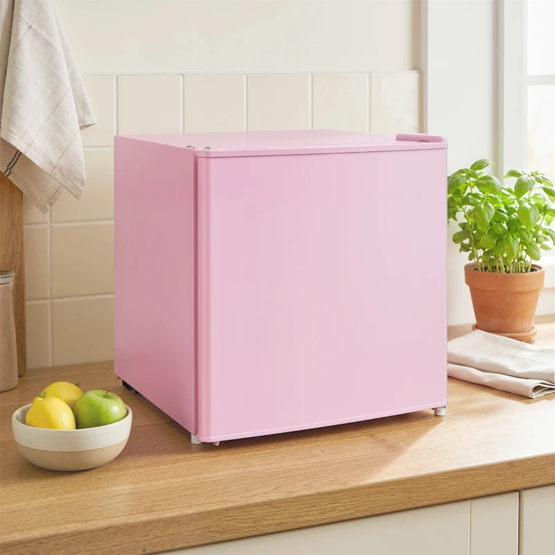 HOMCOM Tischgefrierschrank mit 35 Liter Kapazität, kleiner Gefrierschrank mit umkehrbarer Tür, Rosa