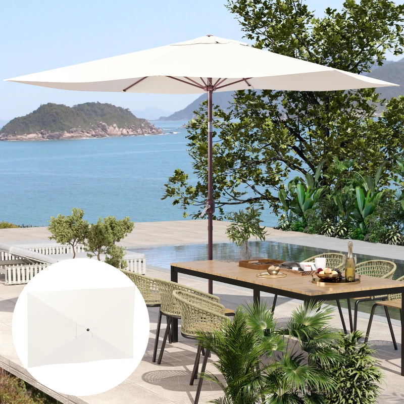 Outsunny Toldo de Substituição para Chapéu de Sol de 3x2 m Toldo de Reposição para Chapéu de Sol com Ventilação Superior Proteção UV 50+ Bege