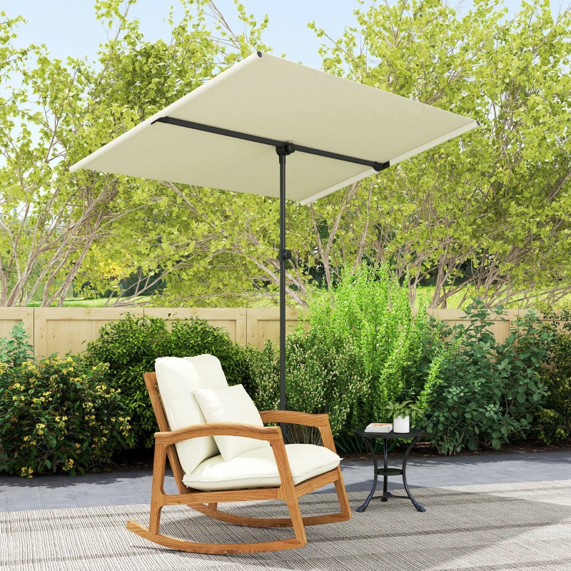 Outsunny Sonnenschirm 180 Grad drehbar Höhenverstellbar Gartenschirm mit Aluminium-Mast 150x205cm Beige