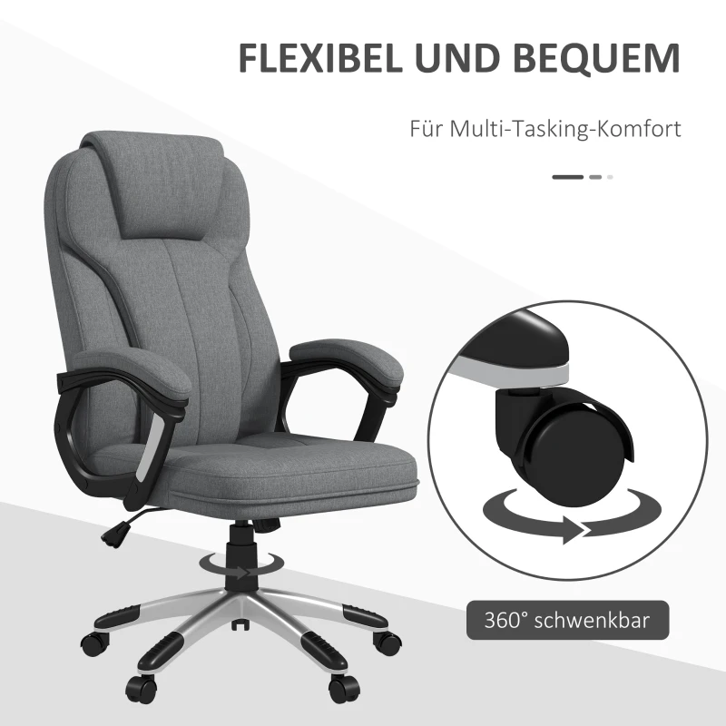 Vinsetto Bürostuhl Schreibtischstuhl Chefsessel, höhenverstellbar, Wippfunktion, 6 cm x 75 cm x 120 cm, Grau(m-6)