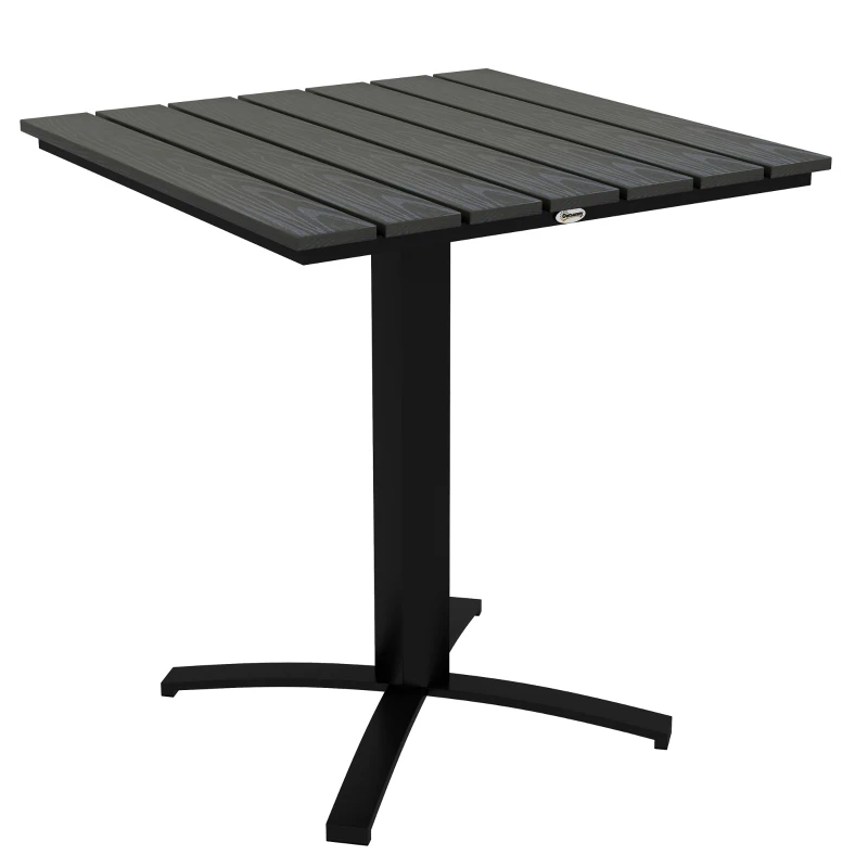 Outsunny Terrassentisch, für 4 Personen, Holzoptik, Aluminiumrahmen, 70 x 70 x 76 cm, Grau