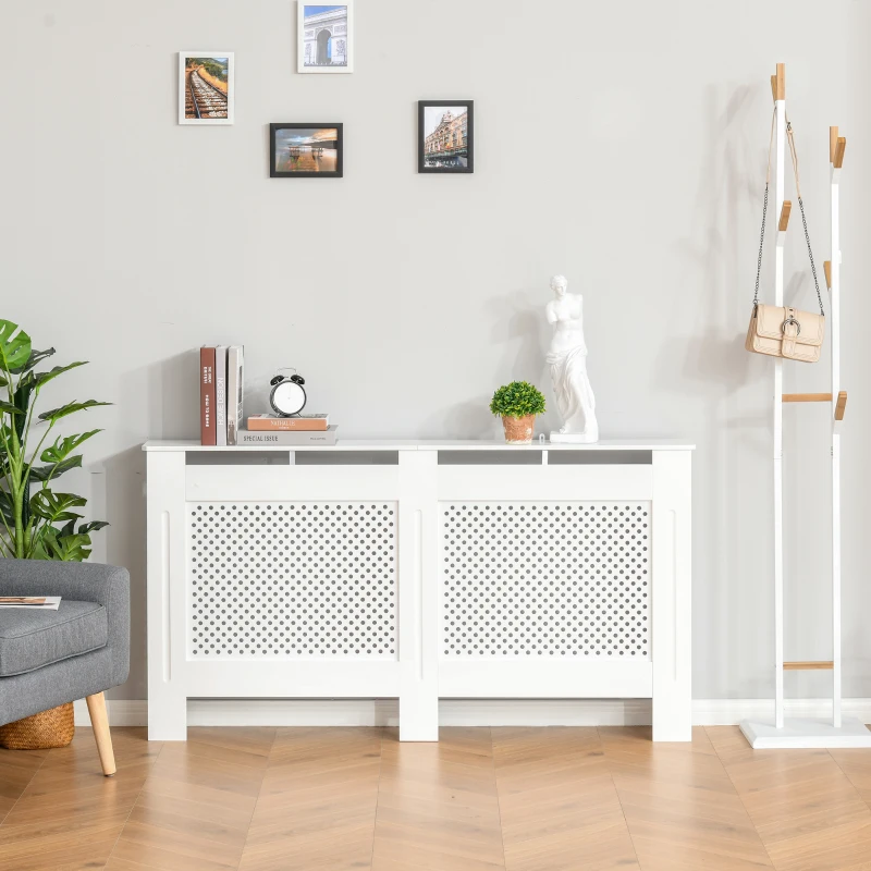 HOMCOM Heizkörperverkleidung Heizkörperabdeckung Heizungsverkleidung, MDF, Weiß, 151,5 x 19 x 82 cm