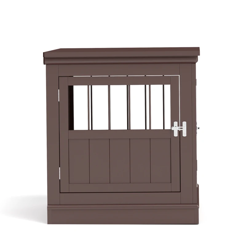 PawHut Gaiola para Cães com Mesa Auxiliar 3 Portas Francês e Fecho Magnético para Cães Pequenos 78x53x59,3 cm Castanho