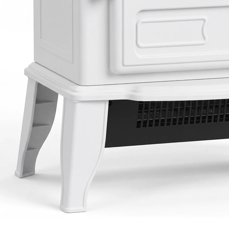 HOMCOM Electric Fireplace Stove, 1000W/2000W, Freestanding Electric Fire with LED Flame Effect, Adjustable Thermostat, White