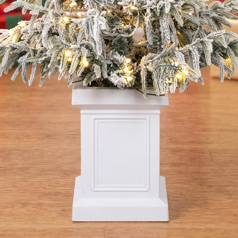 HOMCOM 4ft Prelit Flocked Christmas Tree, Artificial Snow Flocked Spruce with 160 Warm White LED Lights, 8 Modes, Green