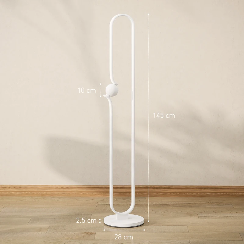 HOMCOM Lampă de Podea LED în formă de Notă Muzicală, cu Luminozitate Reglabilă și Pedală, 28x28x145 cm, Albă