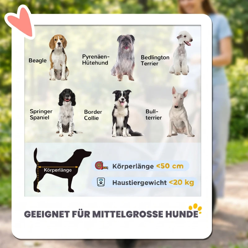 PawHut Hundewagen Faltbar Hundebuggy für Hunde bis 20 kg mit 360°Drehrädern Netzfenster Kissen Verstellbarer Griff Hellbraun