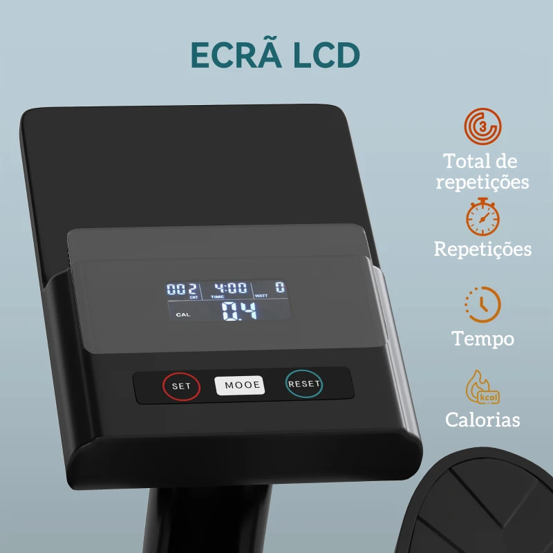 SPORTNOW Máquina de Remo para Casa 12 Níveis de Resistência Hidráulica e Ecrã LCD 138x62x50 cm Preto
