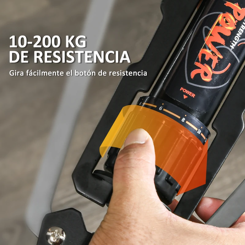 SPORTNOW Extensor de Pecho Ajustable de 10-200 kg con 20 Niveles de Resistencia y Agarre Antideslizante 43x16x5 cm Negro y Rojo