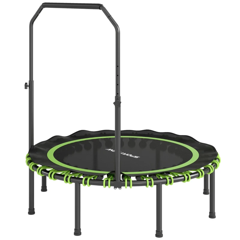 SPORTNOW Fitness-Trampolin mit verstellbarem Handlauf, Sport-Trampolin für drinnen und draußen, Stahl, Kunststoff, Grün