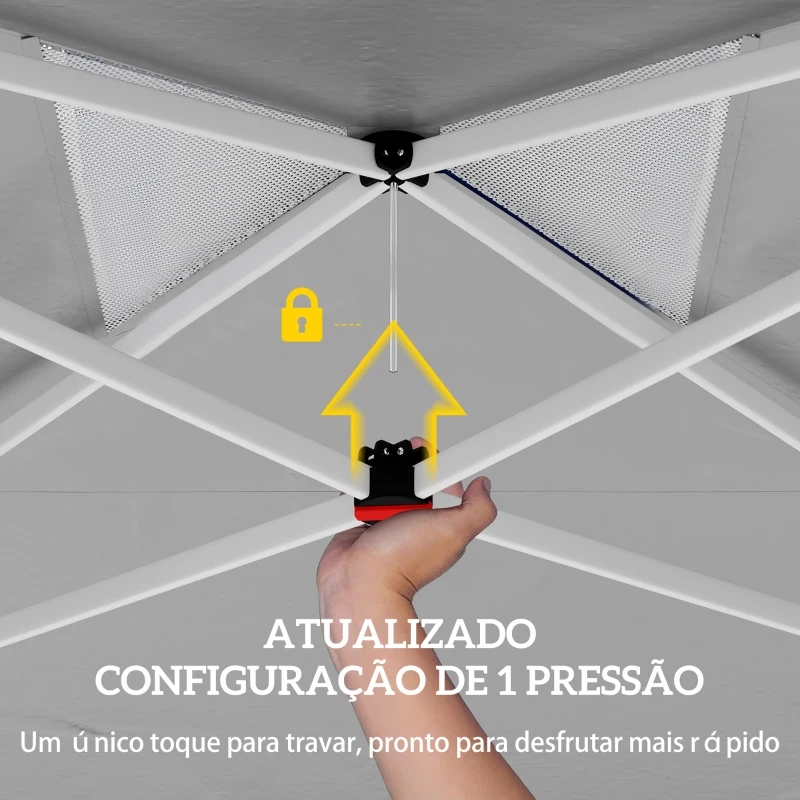 Outsunny Tenda Dobrável 3x3 m Pop-up Tenda de Jardim com Bloqueio Central UPF50+ Altura Ajustável 3 Níveis Bolsa de Transporte Azul