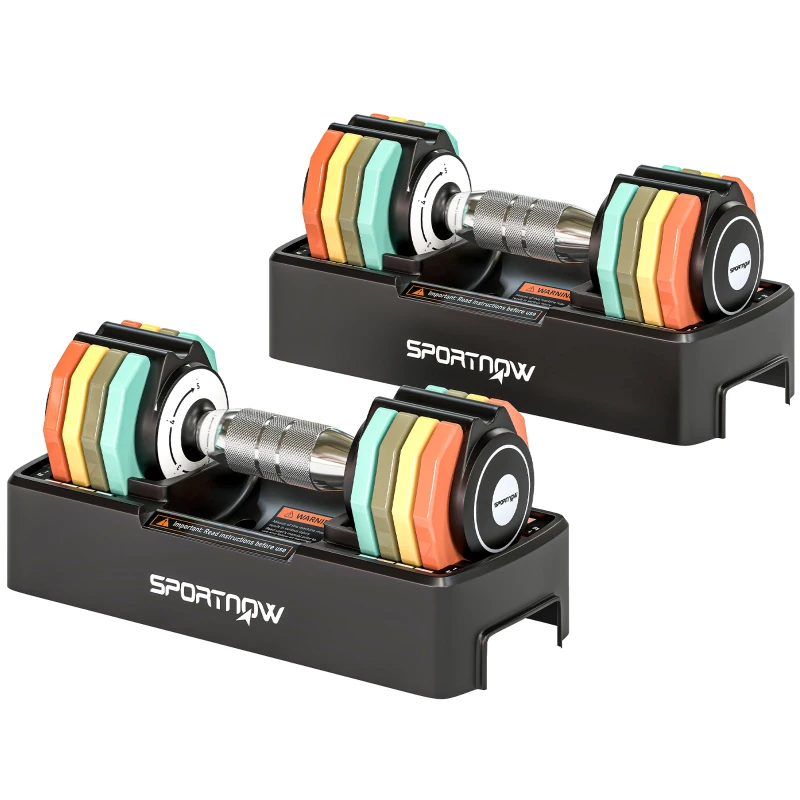 SPORTNOW Verstellbare Hantel Set, 1-5 kg Hanteln mit Schnelleinstellung Ablagefach, rutschfest Griff Platzsparend