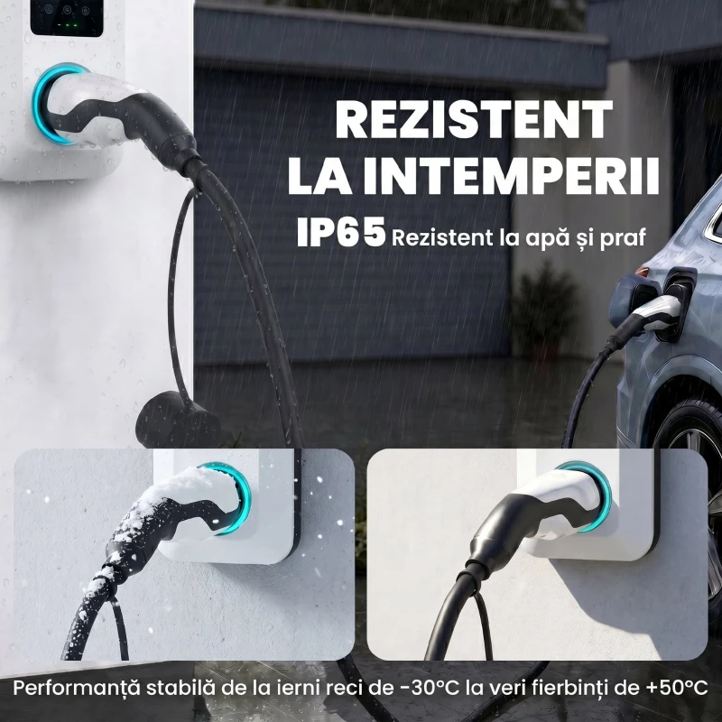 HOMCOM Cablu Încărcare EV Tip 2, 22 KW, 32 A, Mod 3, Trifazat, 5m, Negru