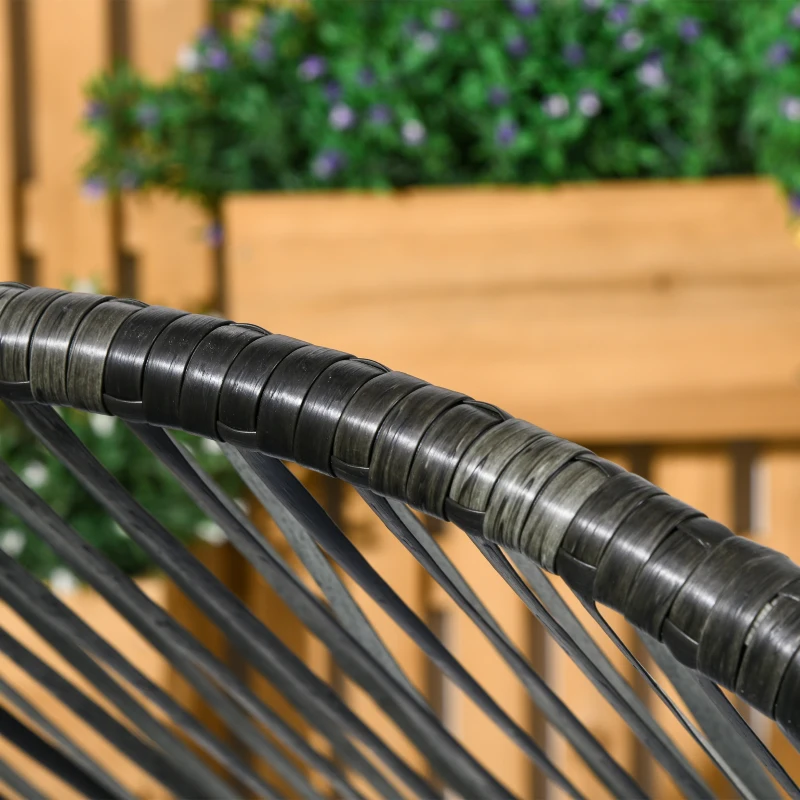 Outsunny Rattansessel Outdoor-Sessel Gartensessel, PE-Rattan, 89 cm x 75 cm x 143 cm, Grau+Schwarz