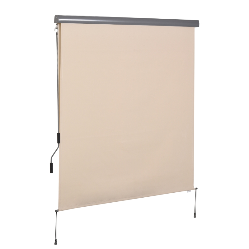 Outsunny Store extérieur enrouleur 2,5 x 1,6 m avec manivelle, aluminium et polyester 280g/m² anti-UV50+, crème