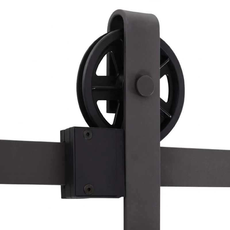 HOMCOM Kit Ușă Glisantă 100kg max din Oțel cu Șină, Cârlige, Opritoare, Șuruburi și Piulițe, 183x4x0.6 cm