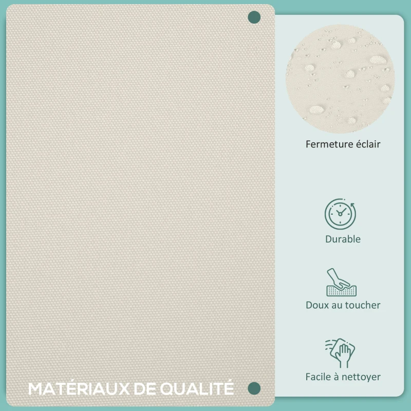 Outsunny Lot de 14 Housses de Rechange Coussins Salon de Jardin - 6 Housses Coussin d'assise, 8 Housses Coussin Dossier - Housses zippées Polyester déperlant Crème