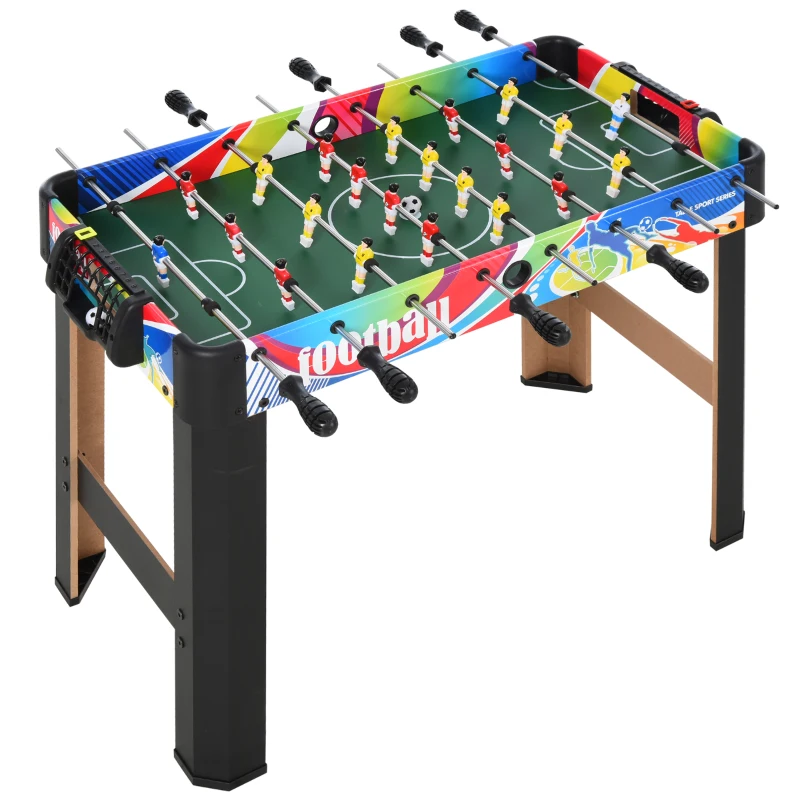 HOMCOM Masa de Fotbal cu 2 Tabele de Scor, din Lemn, Oțel Inoxidabil și Plastic, 86,5x43,5x63 cm, Multicolor