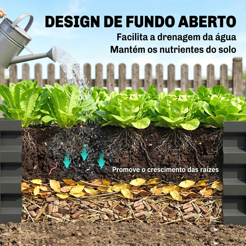 Outsunny Floreira Elevada Retangular de Aço Galvanizado para Cultivar Plantas Flores Relva 120x60x30,5 cm Cinzento