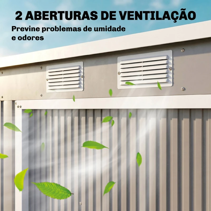 Outsunny Abrigo de Jardim 213x130x172 cm Abrigo de Exterior de Aço Galvanizado com Porta Corredeira para Armazenamento Cinza Claro