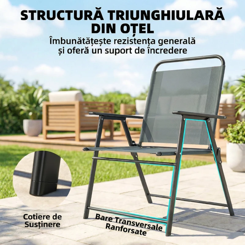Outsunny scaun pliabil compact pentru terasă