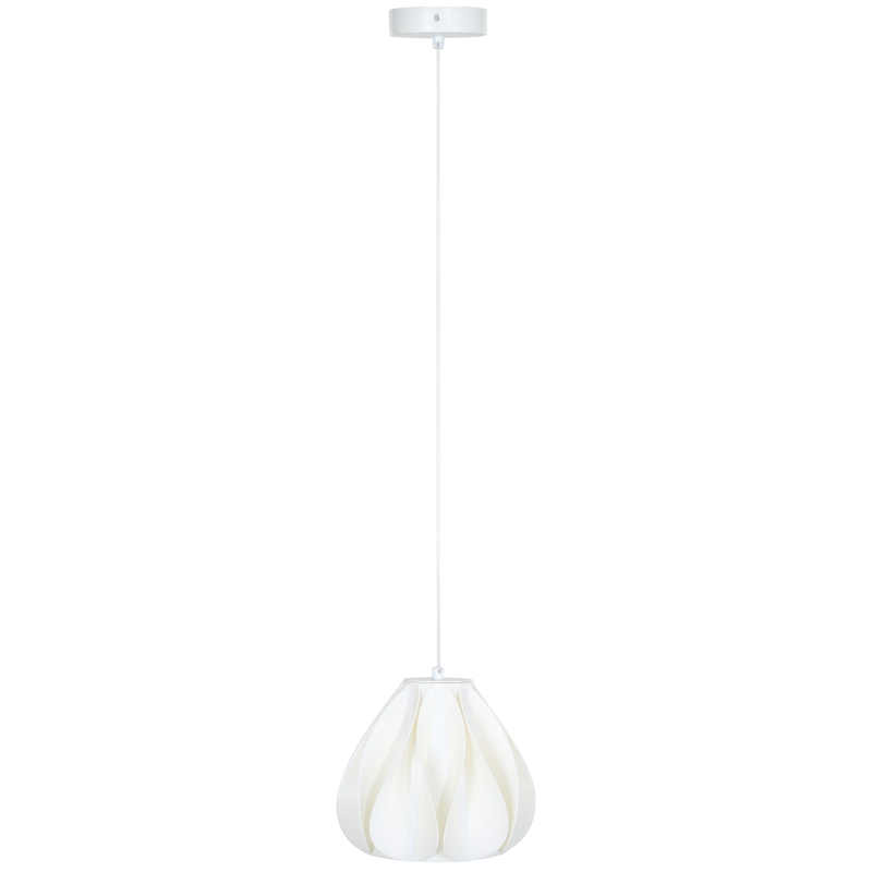 HOMCOM Candeeiro Suspensoo Moderno Candeeiro de Teto com Ecrã de Impressão 3D Iluminação para Sala de Jantar Ø20,5x17,5 cm Branco