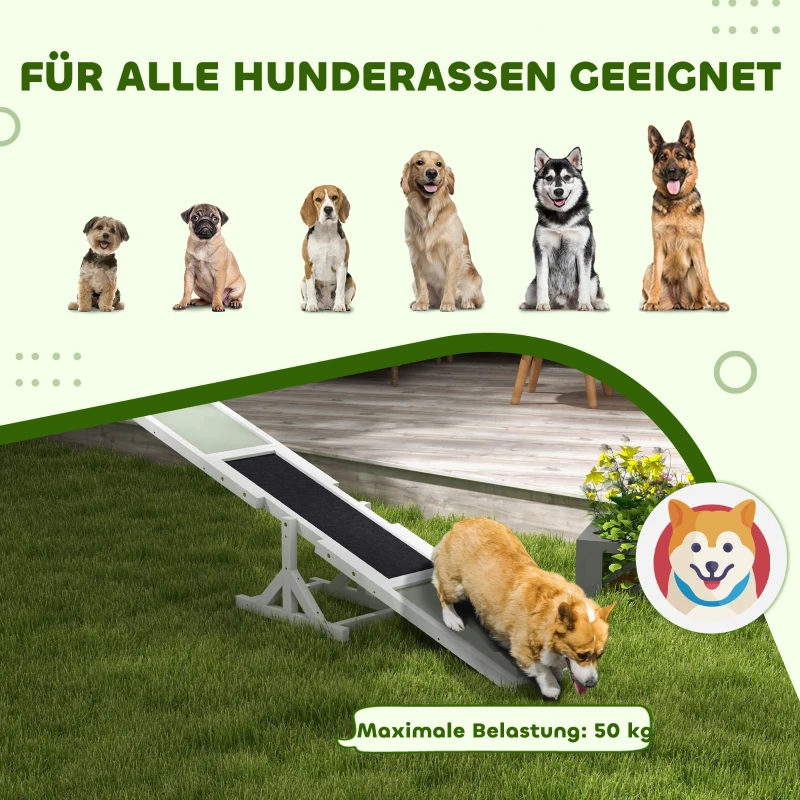PawHut Hundewippe für Agility Training, rutschfest, bis 50 kg belastbar, 180 x 30 x 30 cm