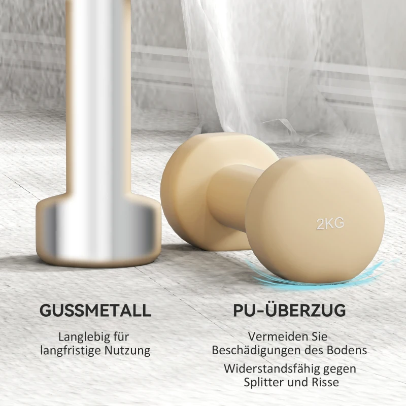 HOMCOM Hantelset 4 Paar 0,5kg-10kg Hanteln mit Koffer, Hantel-Set aus Gusseisen, Hexagon