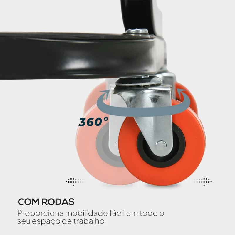HOMCOM Banco de Oficina Móvel com Rodas Banco para Mecânico com Bandeja para Ferramentas e Estrutura de Aço 38x35x37 cm Vermelho