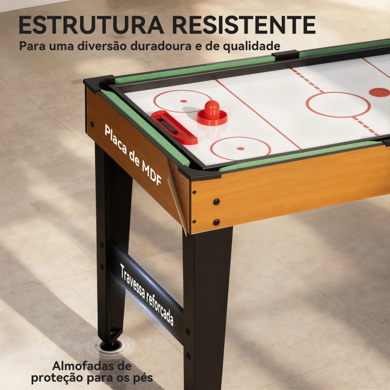 SPORTNOW Mesa Multijogos 5 em 1 Mesa de Jogo com Matraquilho Bilhar Ping-Pong Hóquei e Basquetebol 134x108x144 cm Madeira e Preto