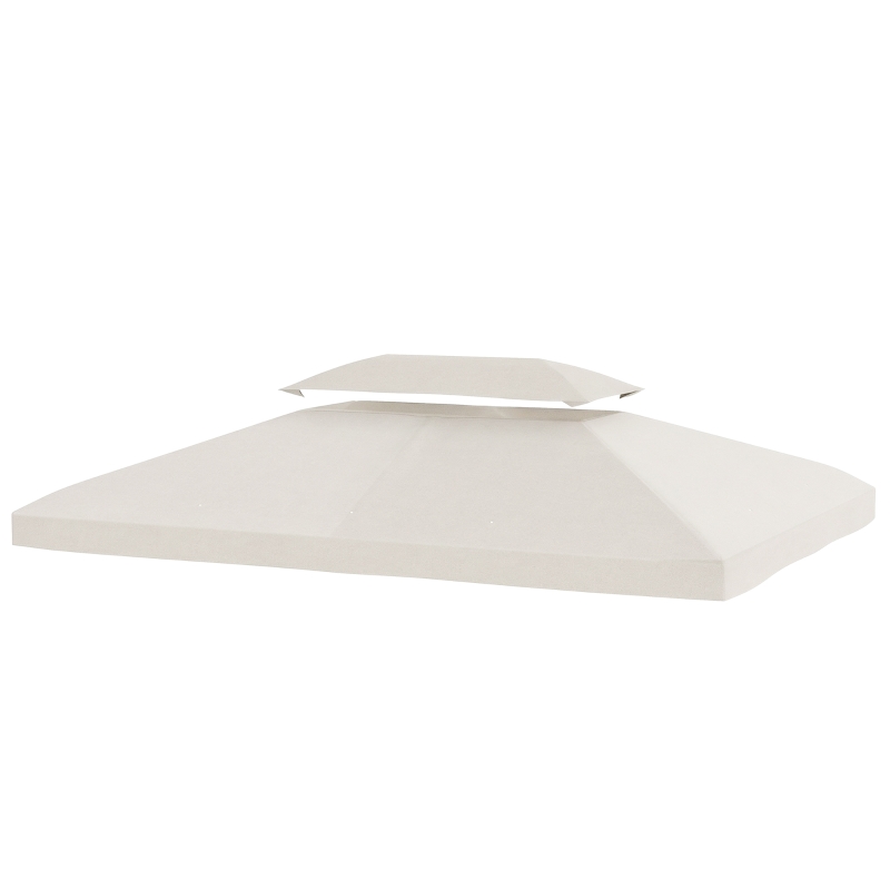Outsunny Toldo de Substituição 4x3 m com Teto Duplo Orifícios de Drenagem e Proteção UV Apenas Toldo NÃO Inclui Estrutura Creme