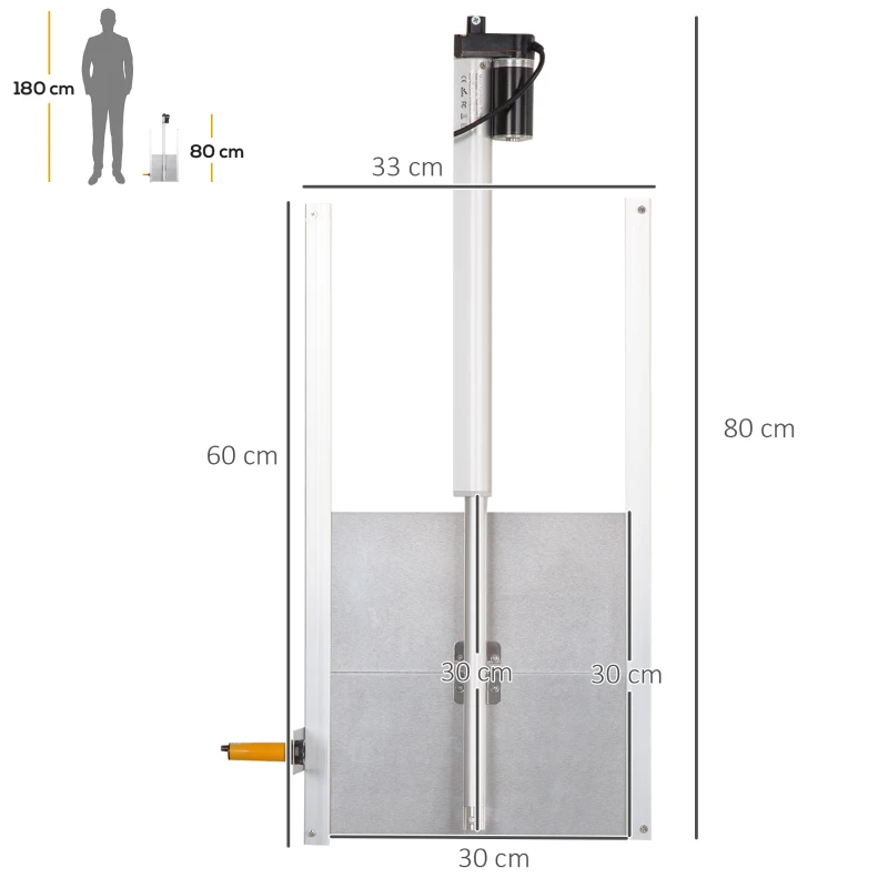 PawHut Kit de Abridor Automático de Porta de Galinheiro com Porta de Alumínio Sensor de Infravermelho Controlo de Temporizador e Controle Remoto 30x30x0,15cm Prata