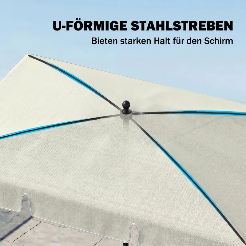 Outsunny Sonnenschirm Strandschirm Gartenschirm Schirm Balkonschirm Sonnenschutz knickbar Cremeweiß