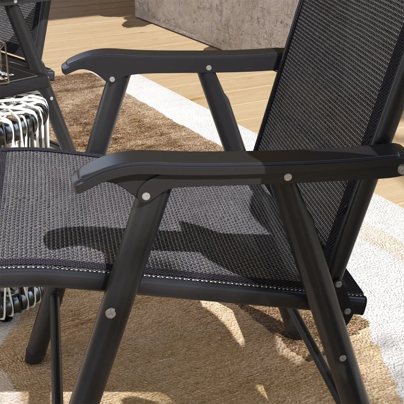 Outsunny Conjunto de 2 Cadeiras Dobráveis para Exterior Cadeiras para Jardim com Textilene e Metal  58x64x94 cm Cinza Escuro