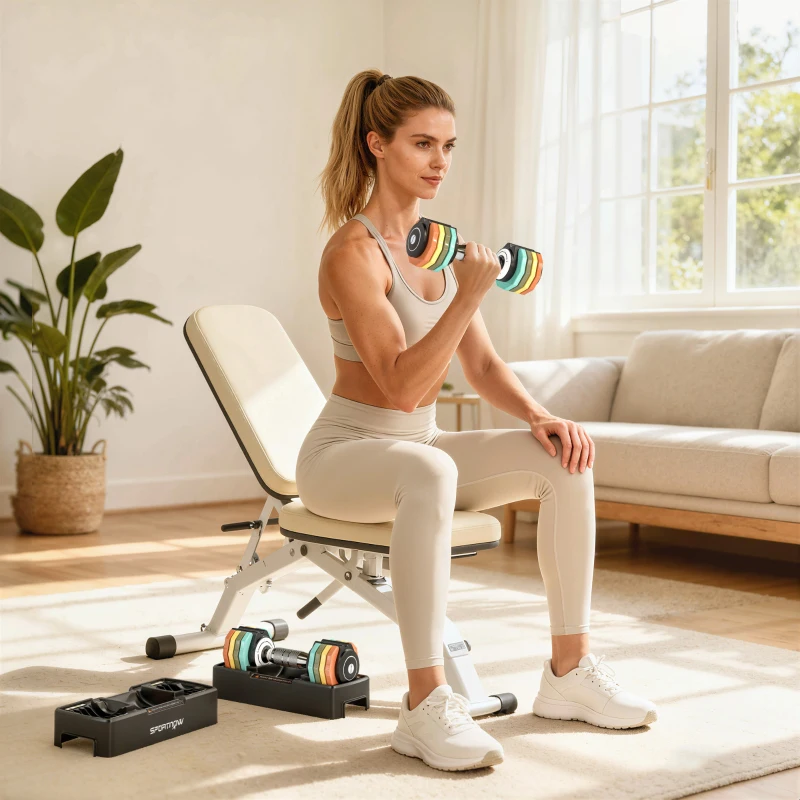 SPORTNOW Verstellbare Hantel Set, 1-5 kg Hanteln mit Schnelleinstellung Ablagefach, rutschfest Griff Platzsparend