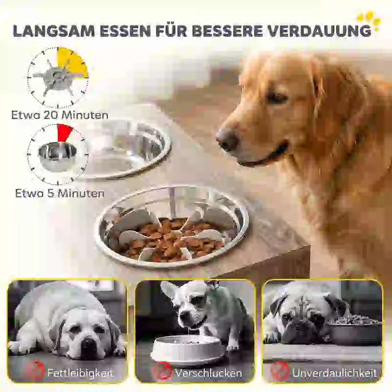 PawHut Hundefutterstation mit 2 Edelstahl-Näpfen, Schrank für Utensilien, für große Hunde, Zubehör, Braun