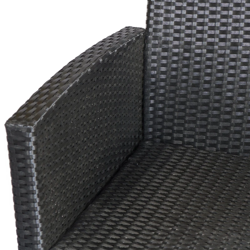 Outsunny Gartenmöbel-Set. 4-tlg., 2 Sessel, 1 Sofa, 1 Couchtisch, abnehmbare Polster, PE-Rattan, Schwarz