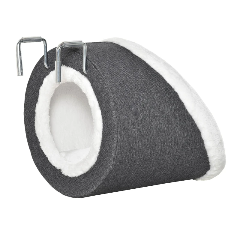 PawHut Katzen Hängehöhle für Heizkörper Fensterplatz Katzenhöhle Katzenbett Dunkelgrau+Weiß  Leinentouch Flanell 48 x 35 x 35cm