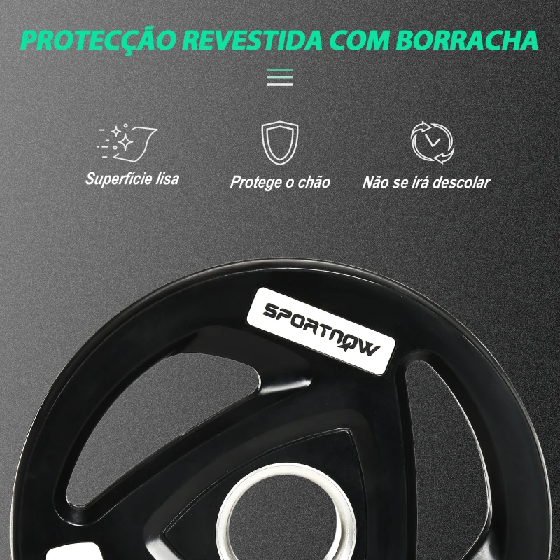 SPORTNOW Conjunto de 2 Discos de Pesos Olimpicos 5kg Ferro Fundido Placas de Peso com Orifício de 5cm Ø24x3,5 cm Preto