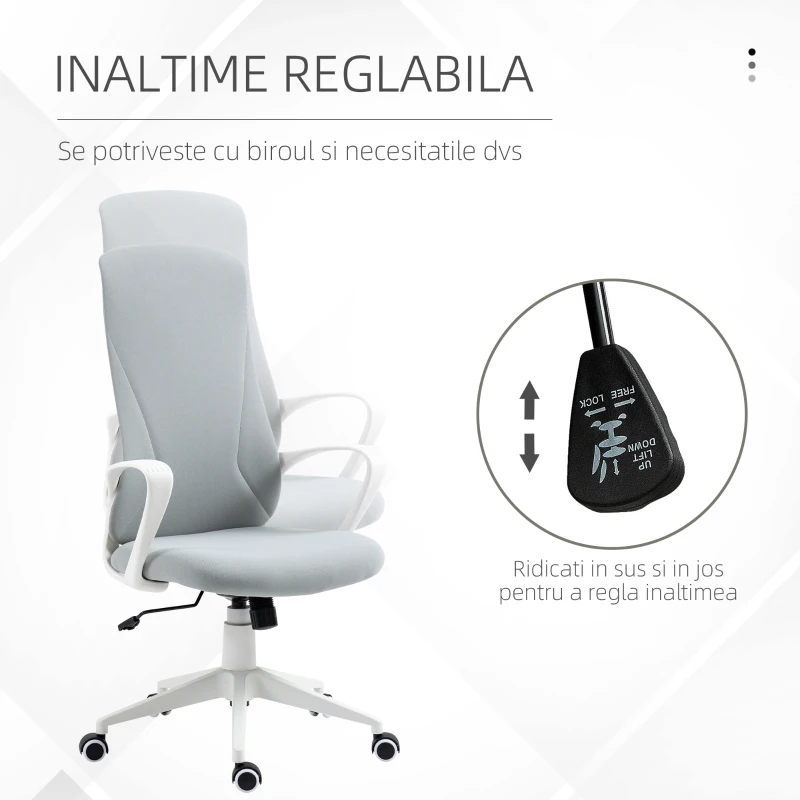 Vinsetto Scaun de Birou Ergonomic cu Înălțime Reglabilă și Funcție de Înclinare, 62x56x110-119,5 cm