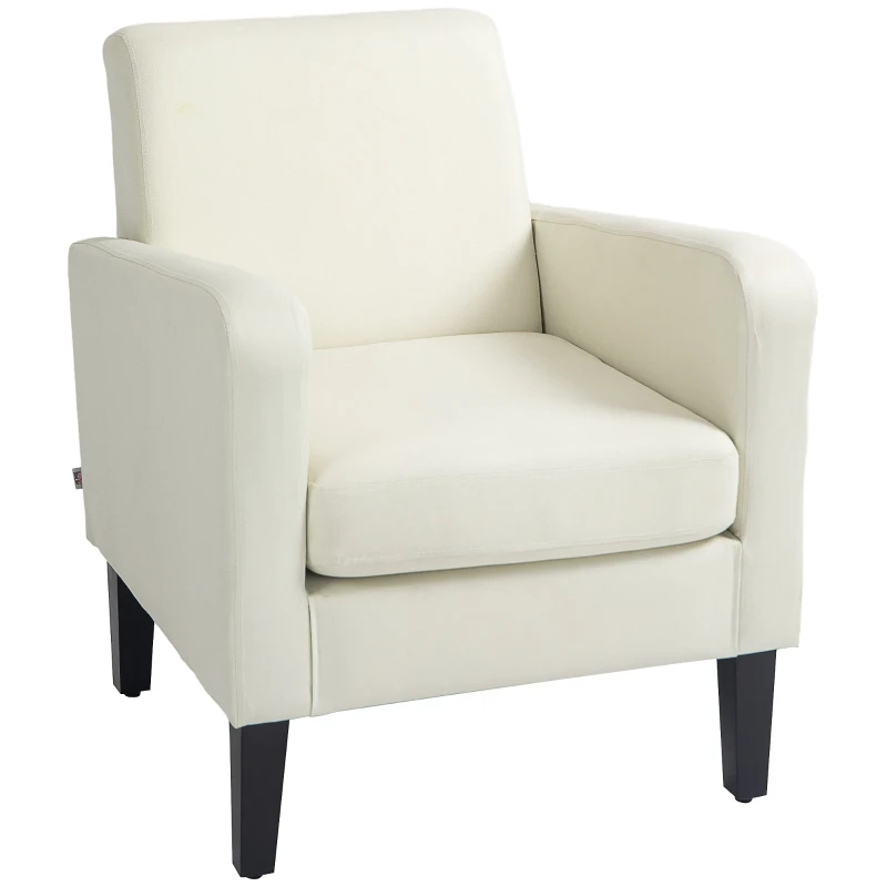 HOMCOM Fotoliu Modern pentru Cameră din Material Textil cu Brațe, 66x72x74 cm, Crem